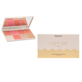 PALETA LIGHT SET BRONCEADOR RUBOR E ILUMINADOR 8T MONTOC