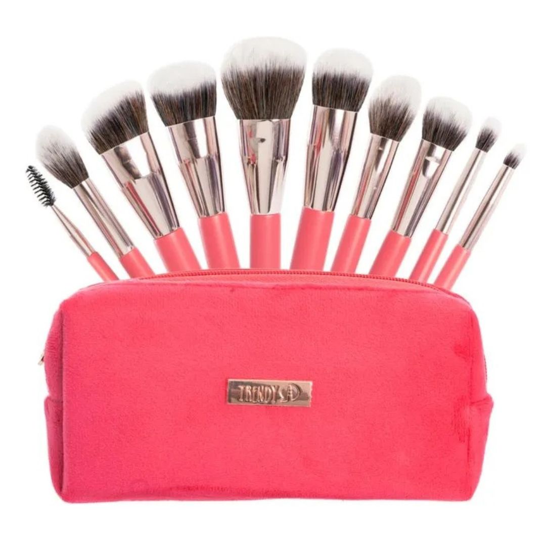 KIT DE BROCHAS X10 ROSA TERCIOPELO STN-BRT2287 TRENDY