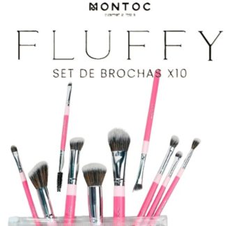 KIT PROFESIONAL DE BROCHAS DE MAQUILLAJE FLUFFY X10 MONTOC